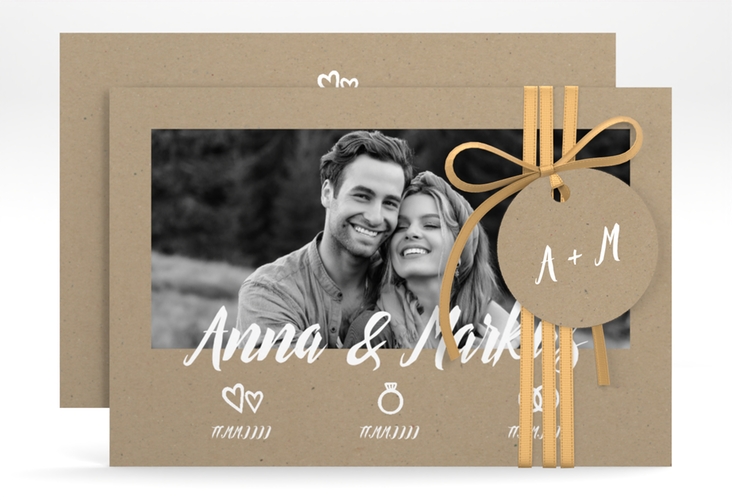 Save the Date-Karte Icons A6 Karte quer Kraftpapier