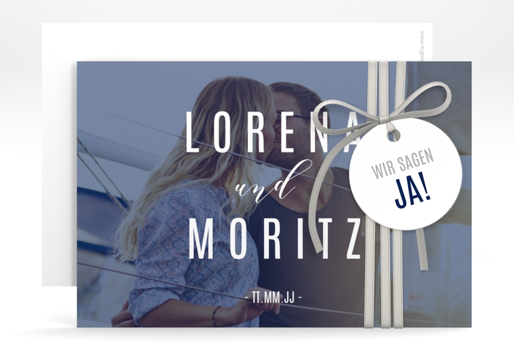 Save the Date-Karte Memory A6 Karte quer blau hochglanz