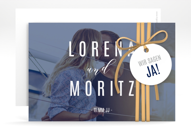 Save the Date-Karte Memory A6 Karte quer blau hochglanz