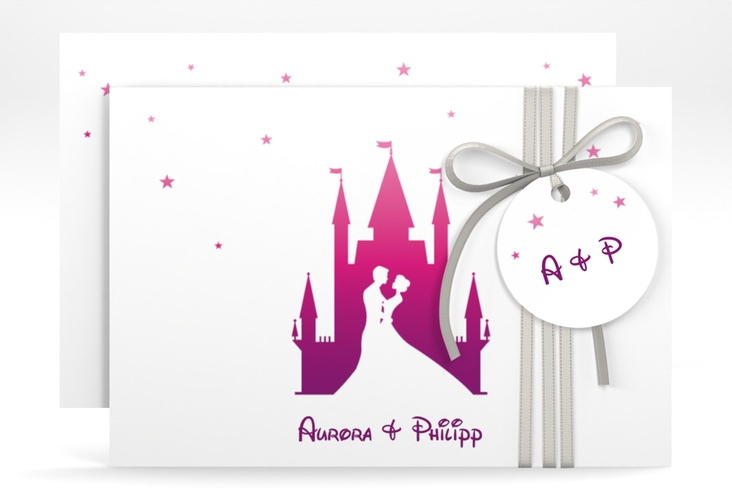 Save the Date-Karte Castle A6 Karte quer pink hochglanz