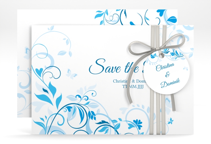 Save the Date-Karte Lilly A6 Karte quer blau