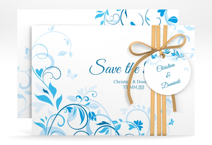 Save the Date-Karte Lilly A6 Karte quer blau