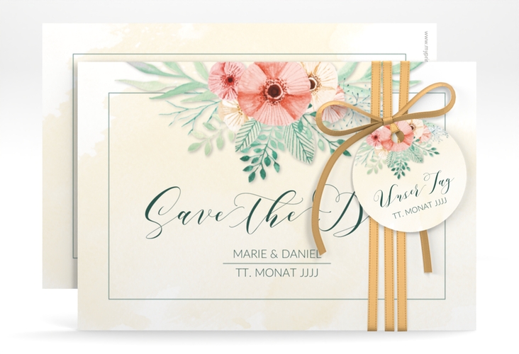 Save the Date-Karte Hochzeit Surfinia A6 Karte quer apricot hochglanz