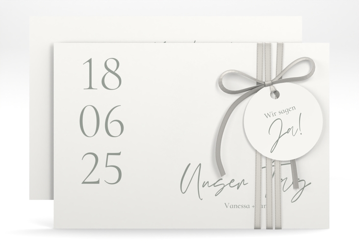 Save the Date-Karte Day A6 Karte quer weiss hochglanz mit Datum im minimalistischen Design