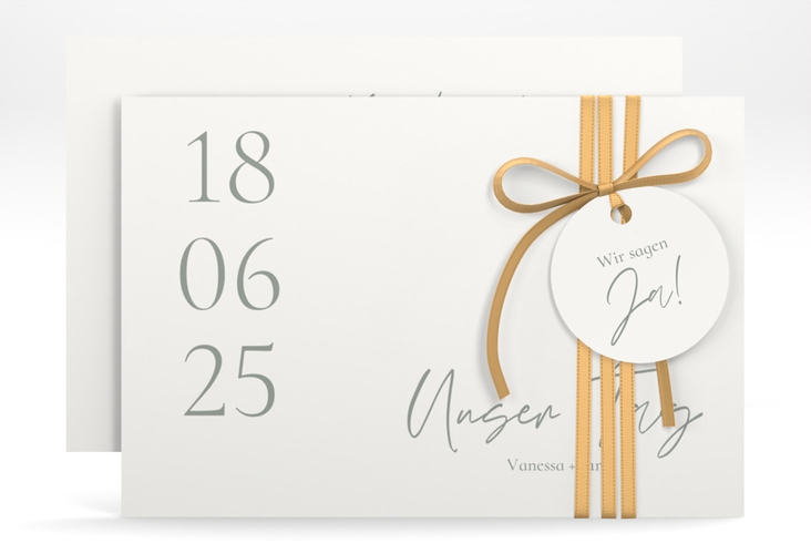 Save the Date-Karte Day A6 Karte quer weiss hochglanz mit Datum im minimalistischen Design