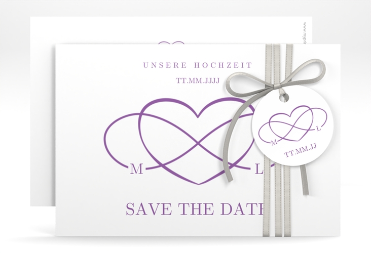 Save the Date-Karte Infinity A6 Karte quer lila hochglanz