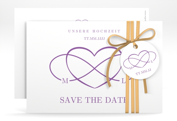 Save the Date-Karte Infinity A6 Karte quer lila hochglanz