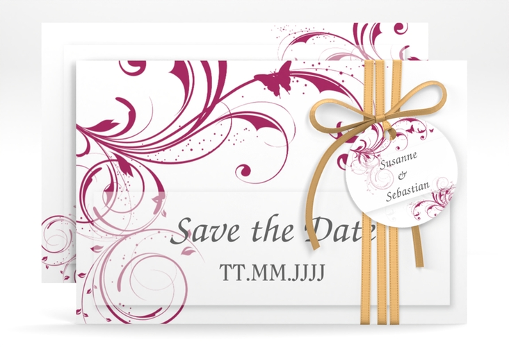 Save the Date-Karte Hochzeit Palma A6 Karte quer pink