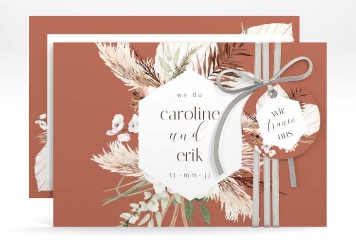 Save the Date-Karte Bohemian A6 Karte quer orange