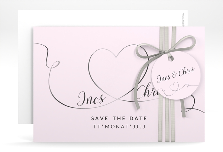 Save the Date-Karte Hochzeit Dolce A6 Karte quer rosa