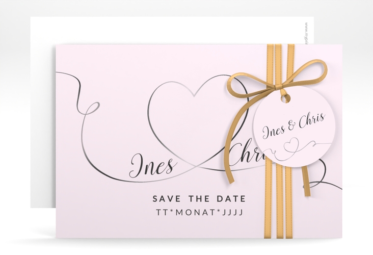 Save the Date-Karte Hochzeit Dolce A6 Karte quer rosa