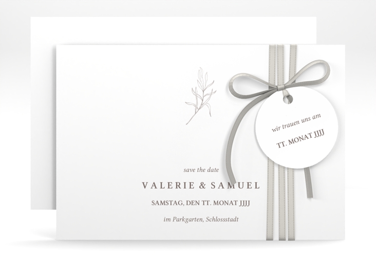 Save the Date-Karte Ivy A6 Karte quer minimalistisch mit kleiner botanischer Illustration