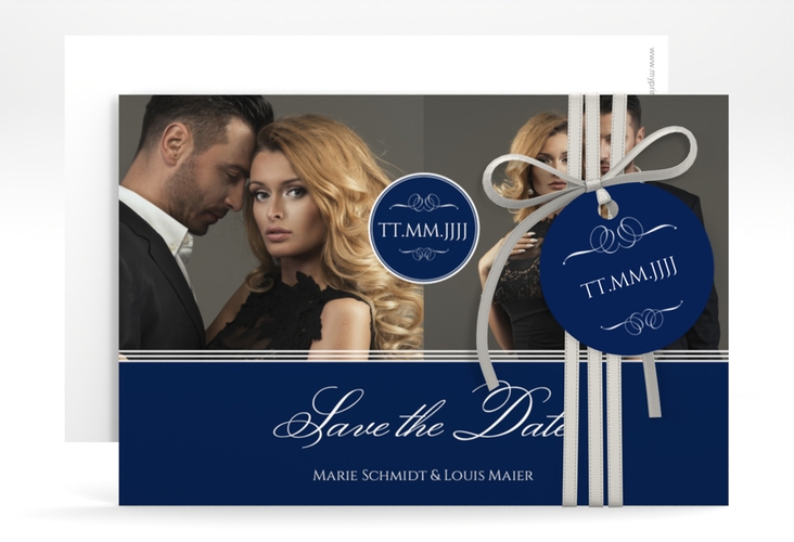 Save the Date-Karte Elegancy A6 Karte quer blau