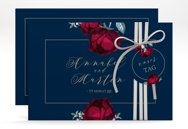 Save the Date-Karte Peonies A6 Karte quer elegant mit Pfingstrosen