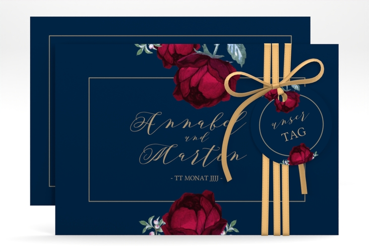 Save the Date-Karte Peonies A6 Karte quer elegant mit Pfingstrosen