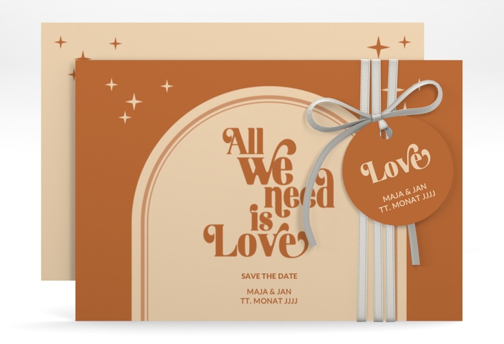 Save the Date-Karte Groovy A6 Karte quer beige