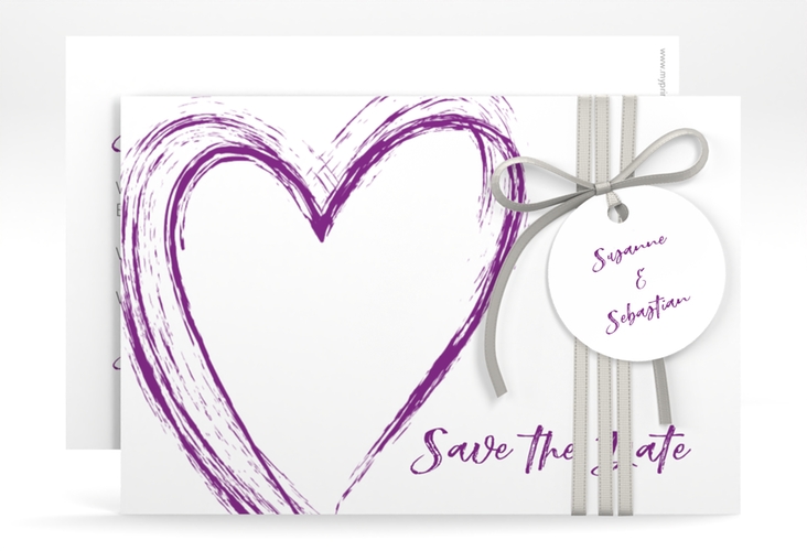 Save the Date-Karte Liebe A6 Karte quer lila