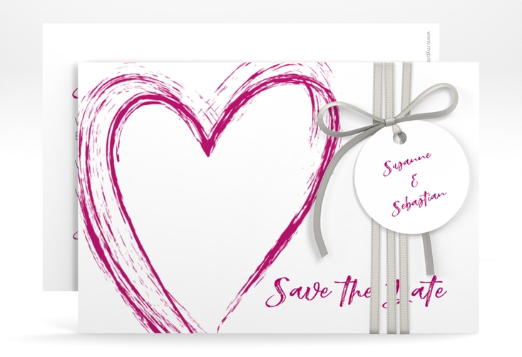 Save the Date-Karte Liebe A6 Karte quer pink