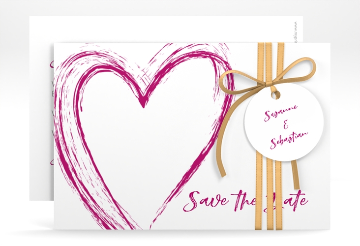 Save the Date-Karte Liebe A6 Karte quer pink