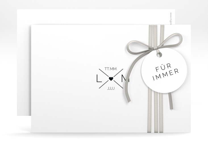 Save the Date-Karte Initials A6 Karte quer mit Initialen im minimalistischen Design