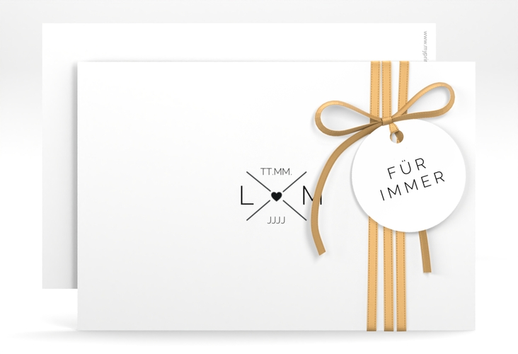 Save the Date-Karte Initials A6 Karte quer hochglanz mit Initialen im minimalistischen Design