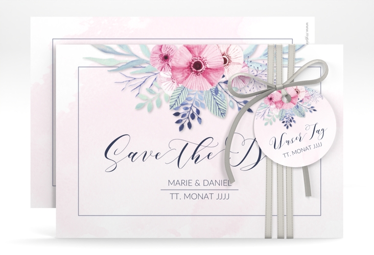 Save the Date-Karte Hochzeit Surfinia A6 Karte quer rosa