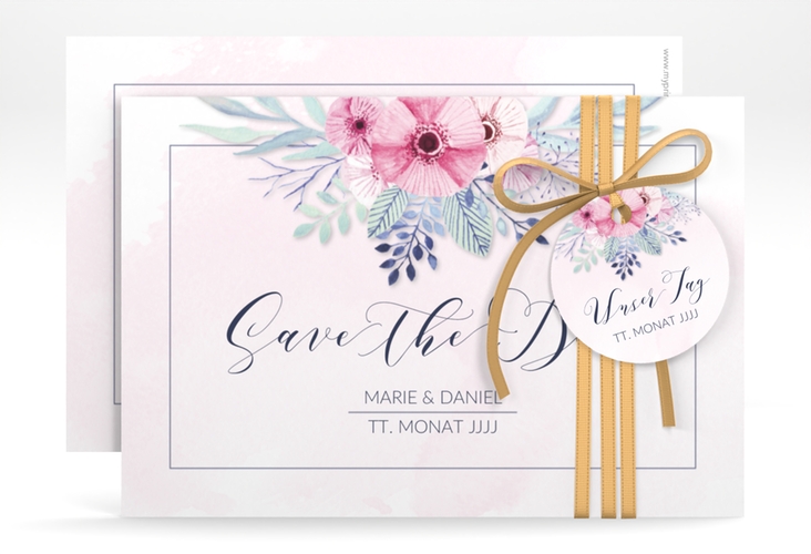 Save the Date-Karte Hochzeit Surfinia A6 Karte quer rosa