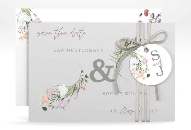 Save the Date-Karte Wildblumen Bouquet A6 Karte quer hochglanz