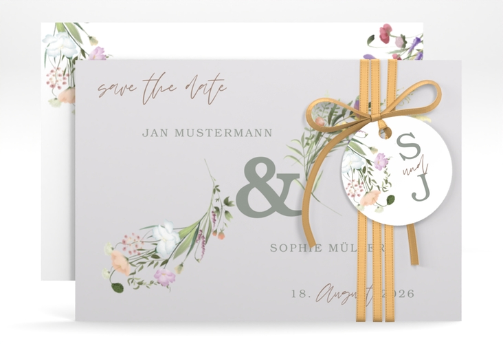 Save the Date-Karte Wildblumen Bouquet A6 Karte quer hochglanz