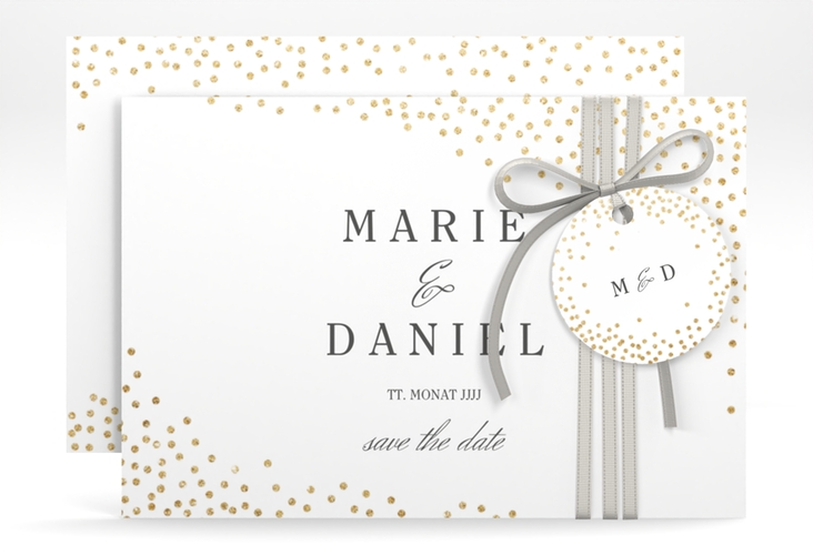 Save the Date-Karte Glitter A6 Karte quer weiss