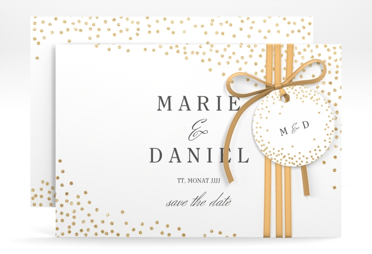 Save the Date-Karte Glitter A6 Karte quer weiss