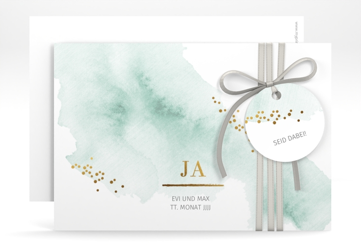 Save the Date-Karte Pastell A6 Karte quer mint hochglanz