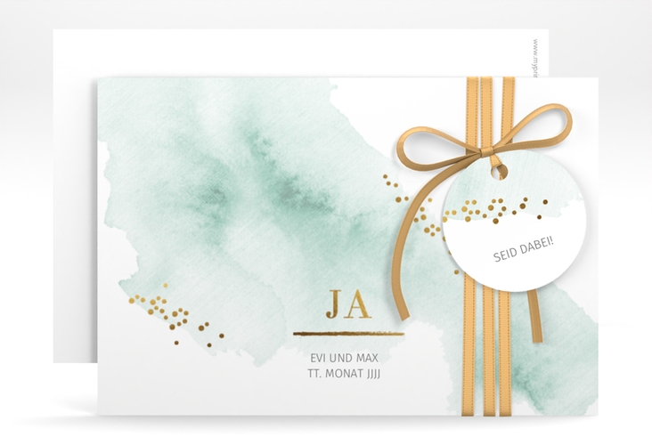 Save the Date-Karte Pastell A6 Karte quer mint hochglanz