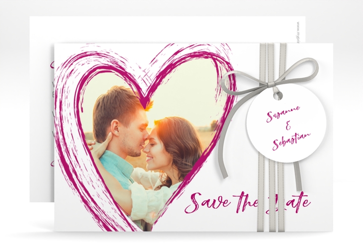 Save the Date-Karte Liebe A6 Karte quer pink