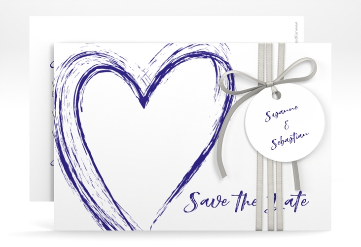 Save the Date-Karte Liebe A6 Karte quer blau