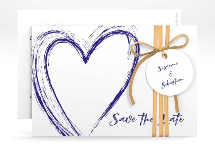 Save the Date-Karte Liebe A6 Karte quer blau