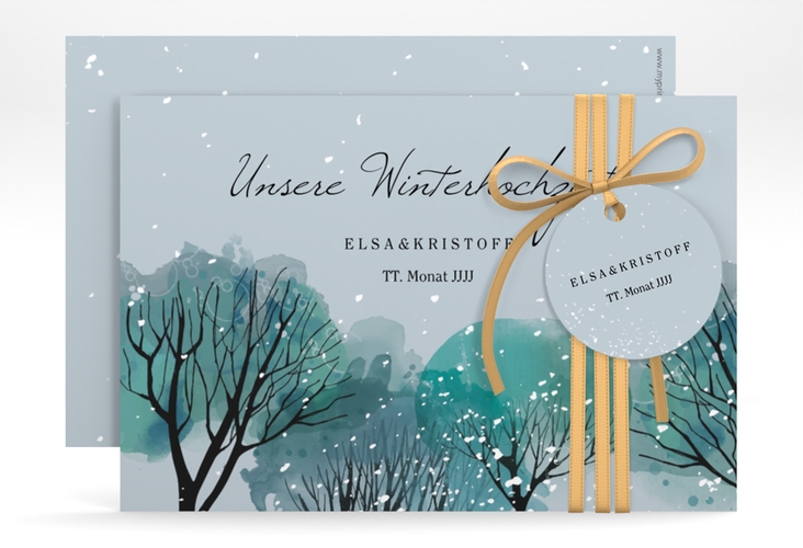 Save the Date-Karte Winterhochzeit A6 Karte quer blau