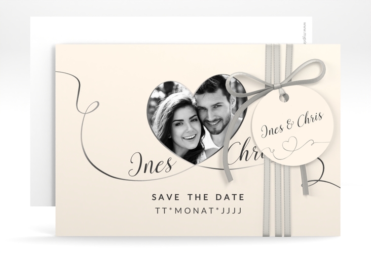 Save the Date-Karte Hochzeit Dolce A6 Karte quer beige