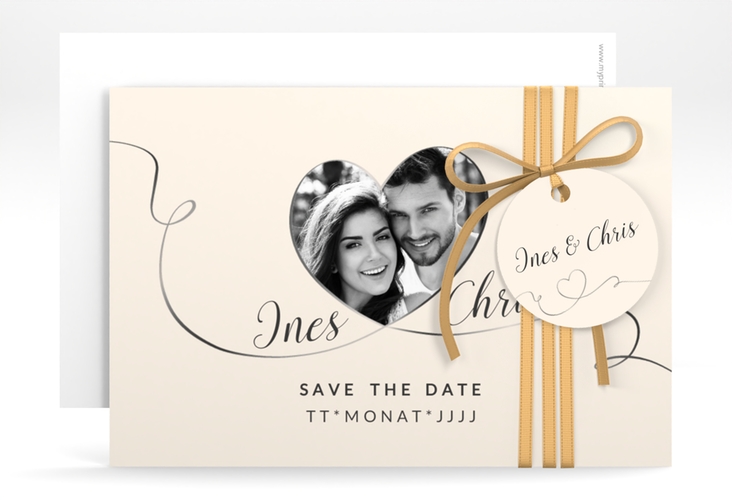 Save the Date-Karte Hochzeit Dolce A6 Karte quer beige