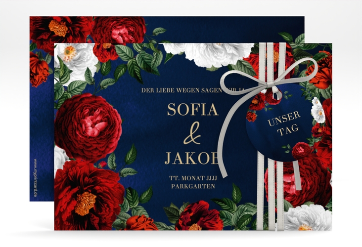 Save the Date-Karte Florista A6 Karte quer blau