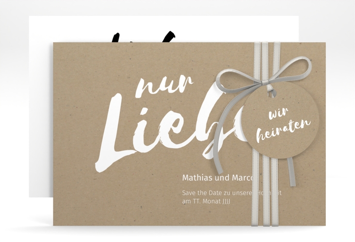 Save the Date-Karte Message A6 Karte quer Kraftpapier hochglanz