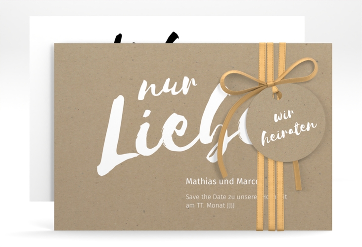 Save the Date-Karte Message A6 Karte quer Kraftpapier hochglanz