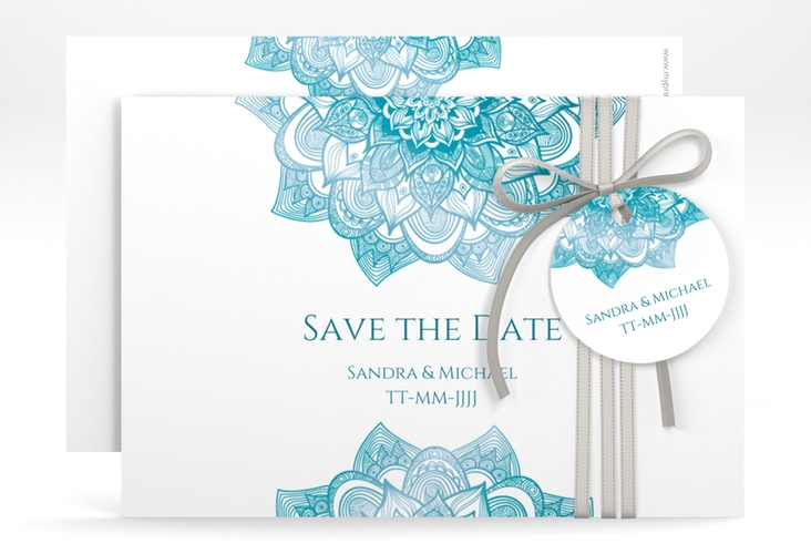 Save the Date-Karte Hochzeit Delight A6 Karte quer tuerkis