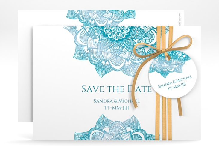 Save the Date-Karte Hochzeit Delight A6 Karte quer tuerkis