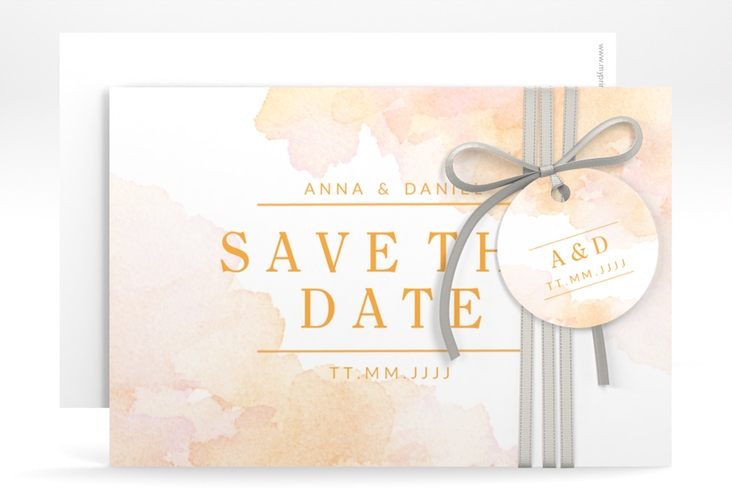 Save the Date-Karte Blush A6 Karte quer orange