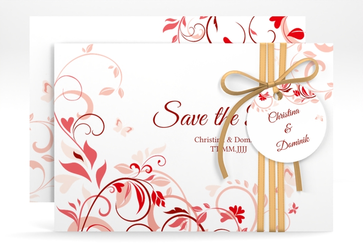 Save the Date-Karte Lilly A6 Karte quer rot