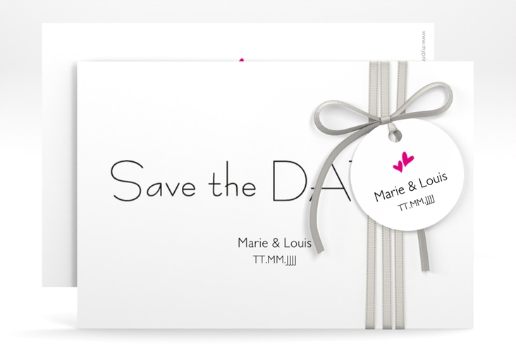 Save the Date-Karte Hochzeit Twohearts A6 Karte quer pink