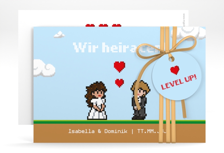 Save the Date-Karte Pixel A6 Karte quer bunt hochglanz