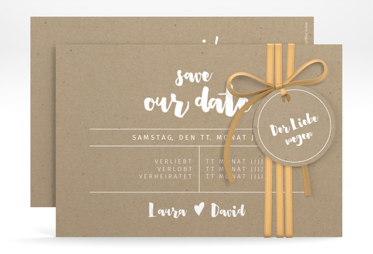 Save the Date-Karte Letterbox A6 Karte quer Kraftpapier