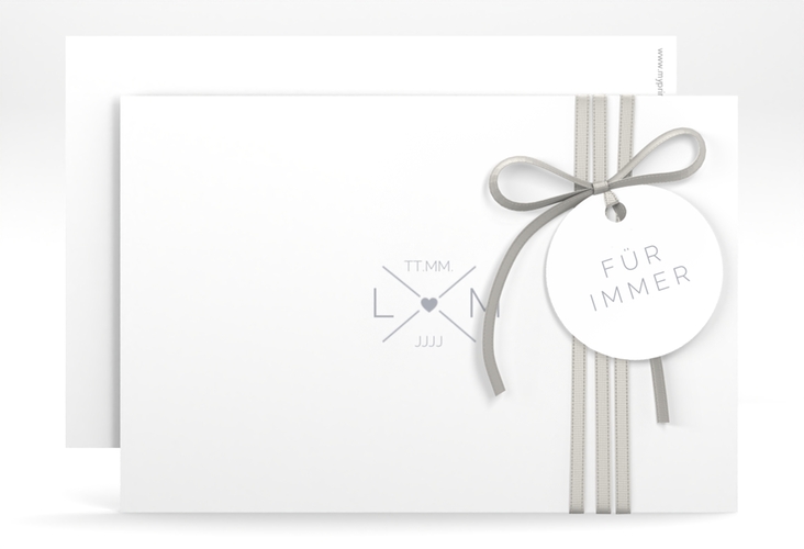 Save the Date-Karte Initials A6 Karte quer grau mit Initialen im minimalistischen Design